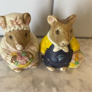Charming Ceramic Mouse Figurines Salt and Pepper Set
